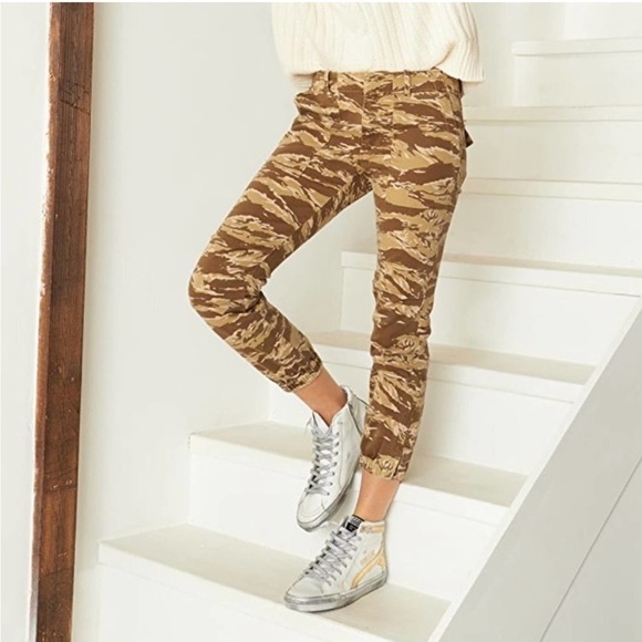 NILI LOTAN Cropped French Military Pants Khaki Tiger Camo - Picture 3 of 10